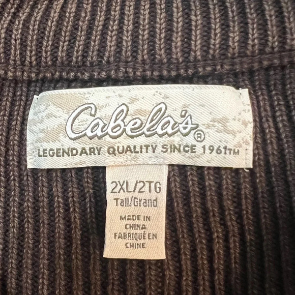 Cabela’s Dark Brown Long Sleeved 1/4 Zip Sweater. Size 2XL. - Picture 2 of 8
